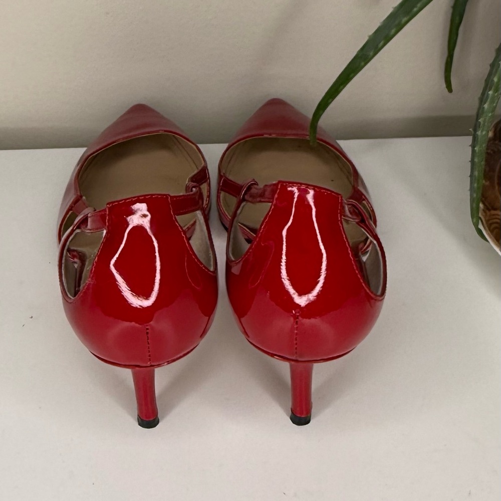Via Spiga Red Patent Leather Slingback Kitten Heels Pointed Toe Pumps 7.5 - Picture 6 of 12